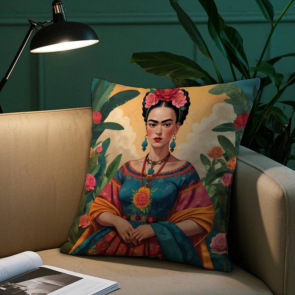 Anime F-Frida K-Kahlo Art Pillow Case Anti-Dustmite Pillowcase Invisible Zipper Silky Short Plush Sofa Cushion Cover
