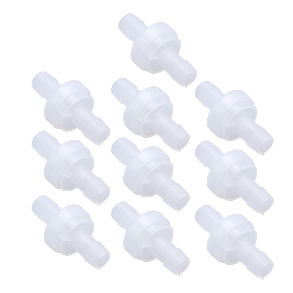 10PCS Barb Check Valve PP Plastic Ozone Resistant Diaphragm Single Way Water Stop Valve 7.9mm Translucent