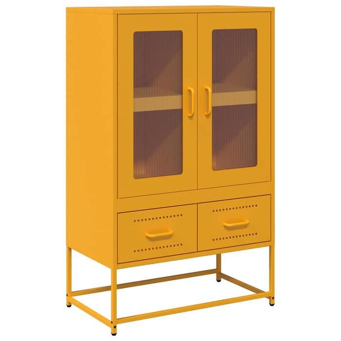 VidaXL Buffet haut jaune moutarde 68x39x111,5 cm acier, armoire, armoire de rangement, buffet haut, armoire latérale, 853365