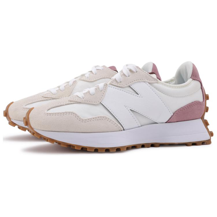 New Balance 327 Бело-розовые женские кроссовки кремово-бежевые WS327FSR
