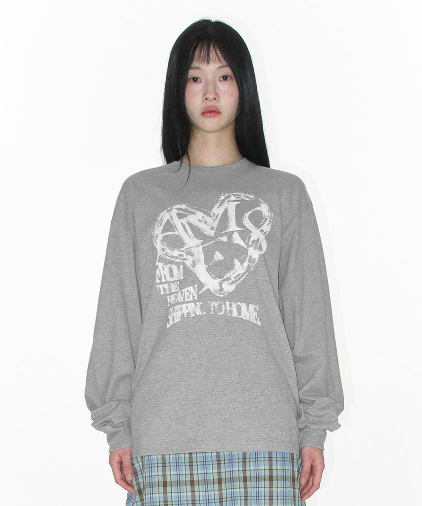AMES-WORLDWIDE Ames Heart Graphic Ls Tee Gray