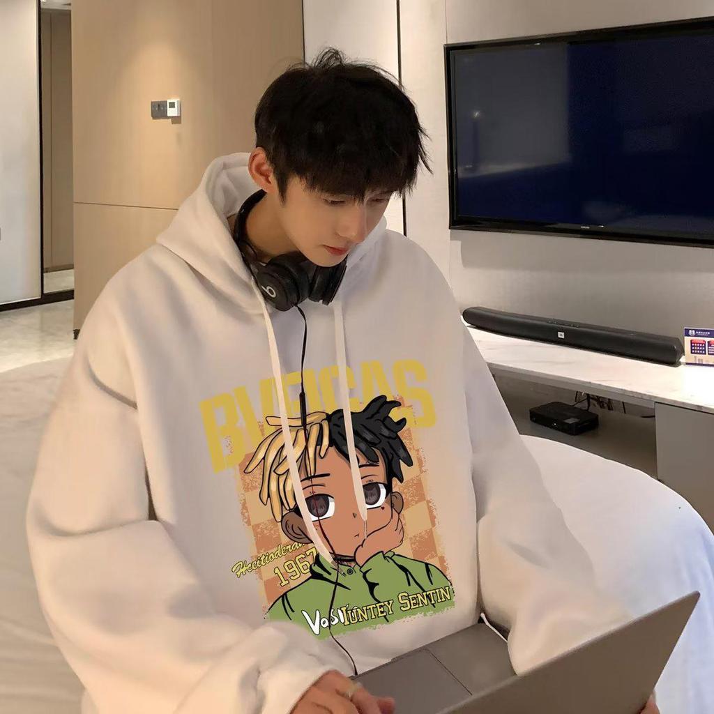 Men's Heavyweight Hooded Sweatshirt - New Autumn/Winter Plus Velvet, Trendy, Oversized.