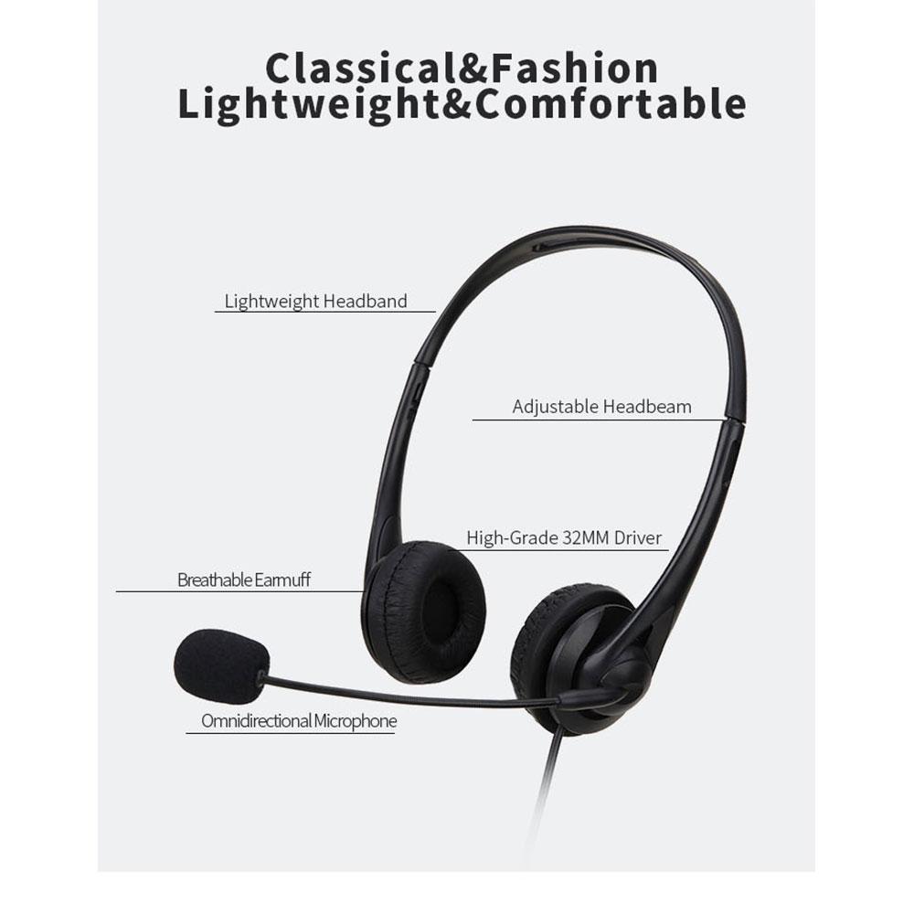 SY490MV 3.5mm/USB Computer Headset with Noise Cancelling Microphone Chatting Network Teaching Video Conferencing Stereo Wired Headset