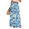 Women's Casual Wide Leg Pants Stretch Belt Pocket Floral Print Adjustable Tie Pants
