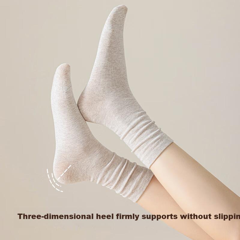 Ordifen Women's Socks Spring and Autumn 6 Pairs 100% Cotton Odor-Resistant Seamless Anti-Pilling Comfortable Mid-Calf Socks