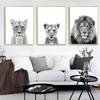 Картина на холсте с животными Лев, львица и львенок, холст, постеры и принты, настенные панно для украшения гостиной, домашний декор