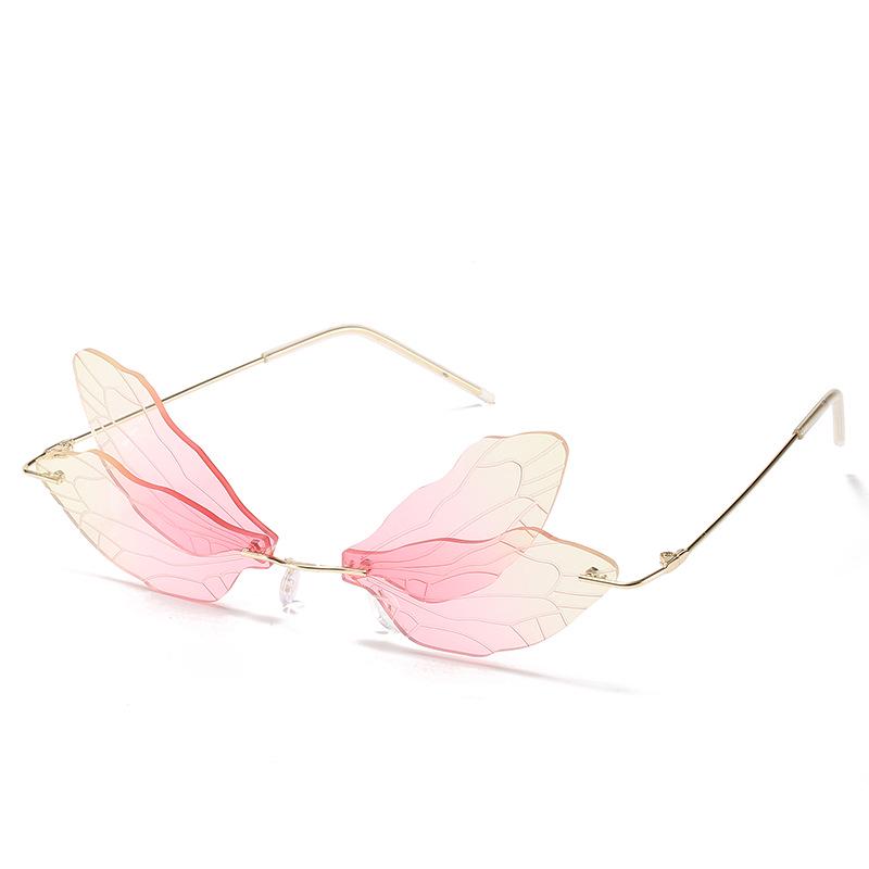 Трендовые безободковые солнцезащитные очки-градиент «Стрекоза» для женщин, 2024