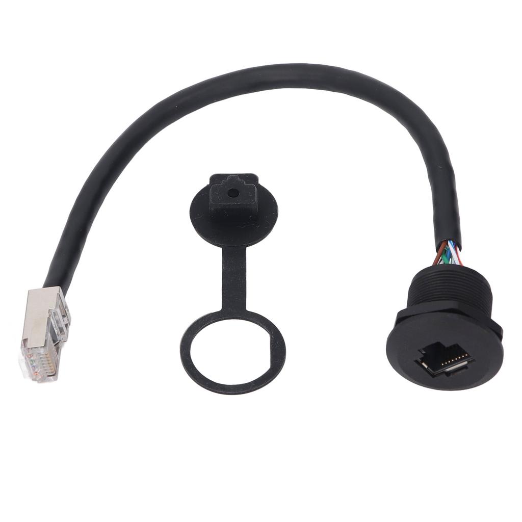 RJ45 Panel Mount Coupler Water Proof 8 Pin Female To Male Industrial Extension Cable with Dustcap 0.