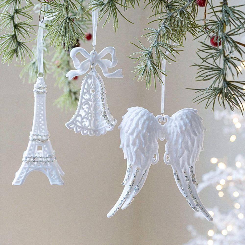 Flocking Christmas Hanging Pendants White Christmas Tree Ornament Xmas Ball For Christmas