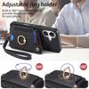For iPhone 16 Case RFID Blocking Handbag Leather+TPU Phone Cover Card Slots, Ring Holder - Black