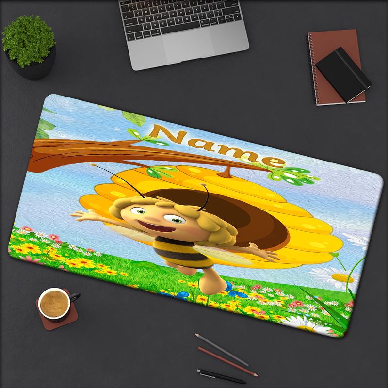 Custom Name Maya Bee Theme Mouse Pad Non Slip Rubber Base Multifunctional Office Home Decor Perfect For Workspace Personalization