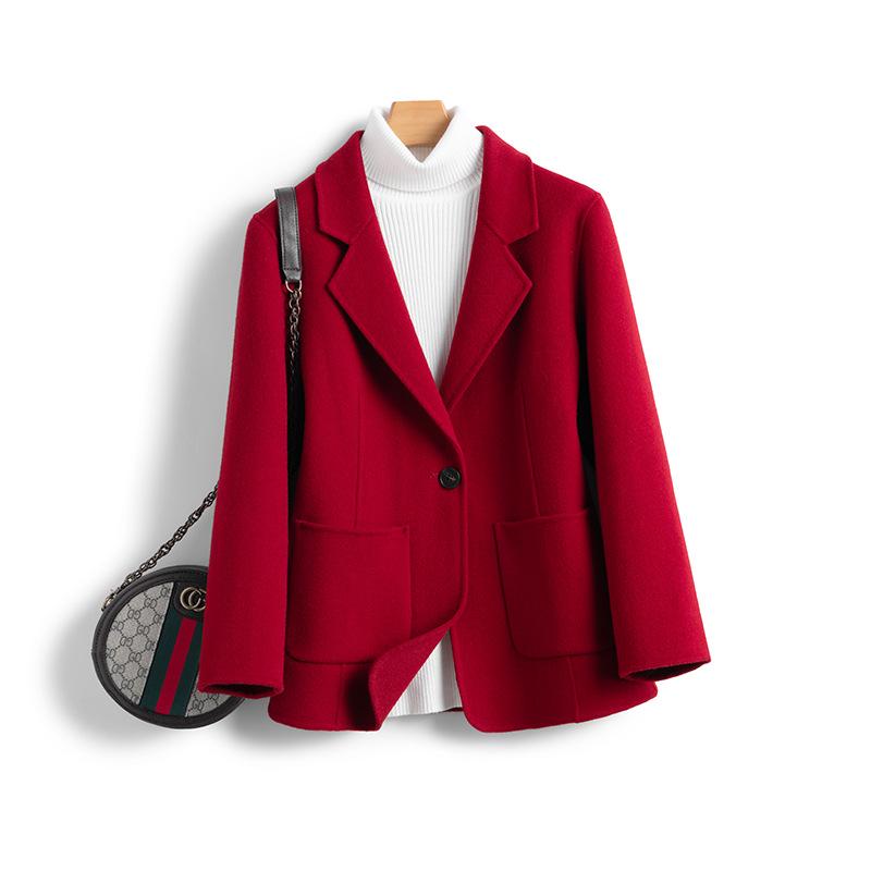 Women's Double-Faced Wool Blazer – Winter Slimming Essential Coat for a Versatile and Casual Workplace Look