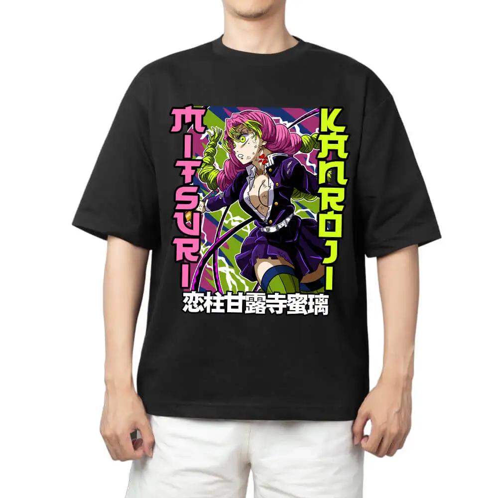 Demon Slayer Mitsuri Kanroji Love Hashira Anime Print T Shirt Men 2026 Summer Casual Streetwear Oversized Cotton Tees