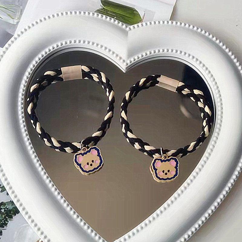 Original Two-Color Braided Little Bear Couple Bracelets & Hair Ties - Korean Version