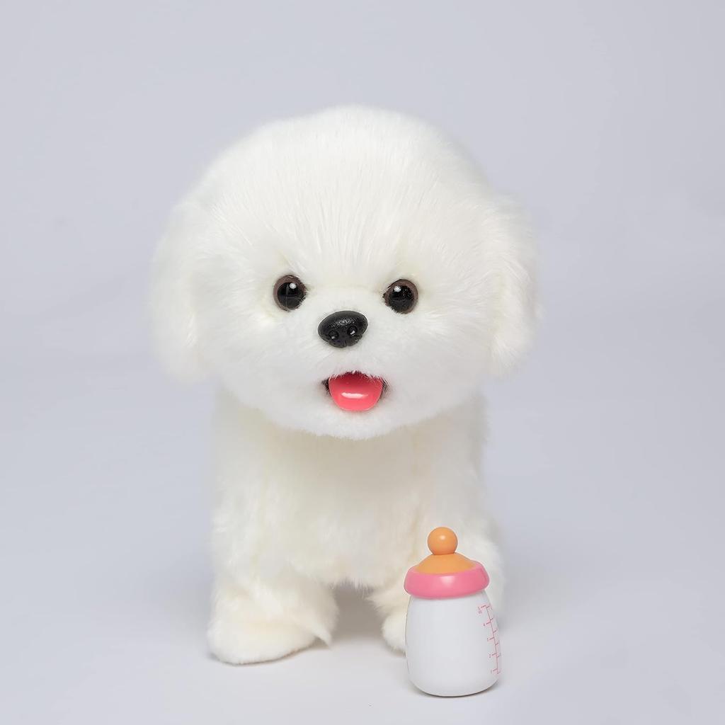 Plush Interactive Maltese Simulation Dog- Puppy Dog Toy for Kids-with Walking, Barking, Wagging Tail & Talking- Robotic Present Pet Toy for Toddler