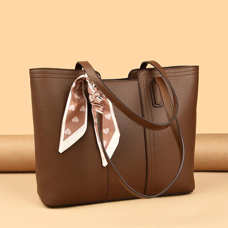 High Quality Women's Designer Solid Color Luxury Shoulder Leather Bags for Women High Capacity