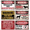 Putuo Decor Warning Vintage Metal Sign Plaque Metal Retro Tin Sign for Bar Club Park Backyard Home Man Cave Wall Decor