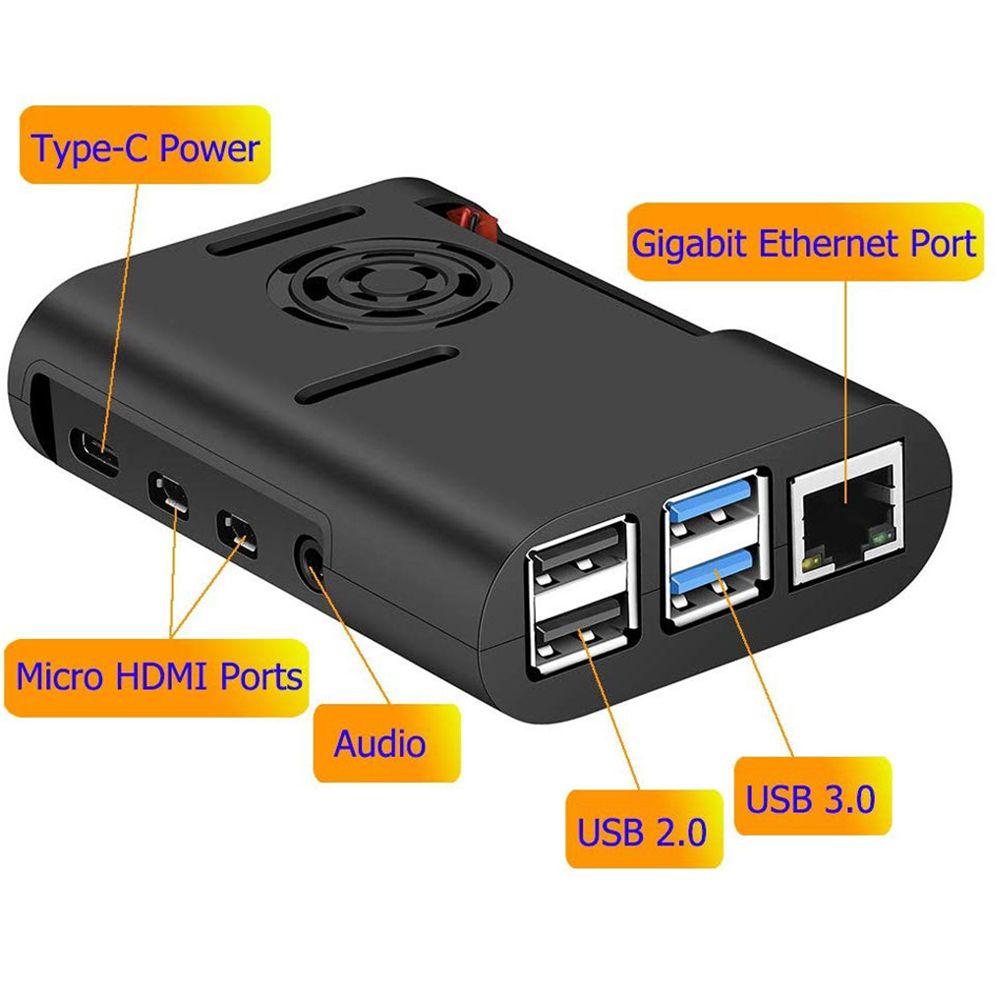 Durable for Raspberry Pi 4 Model B, Pi 4B, Pi 4 Heatsink Black Shell Case with Cooling Fan Cover