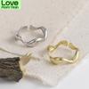 Trendy Silver Color Smooth Irregular Waves Gold Color Ring Geometric Open Finger Ring For Minimalist Accessories Gift S -R721