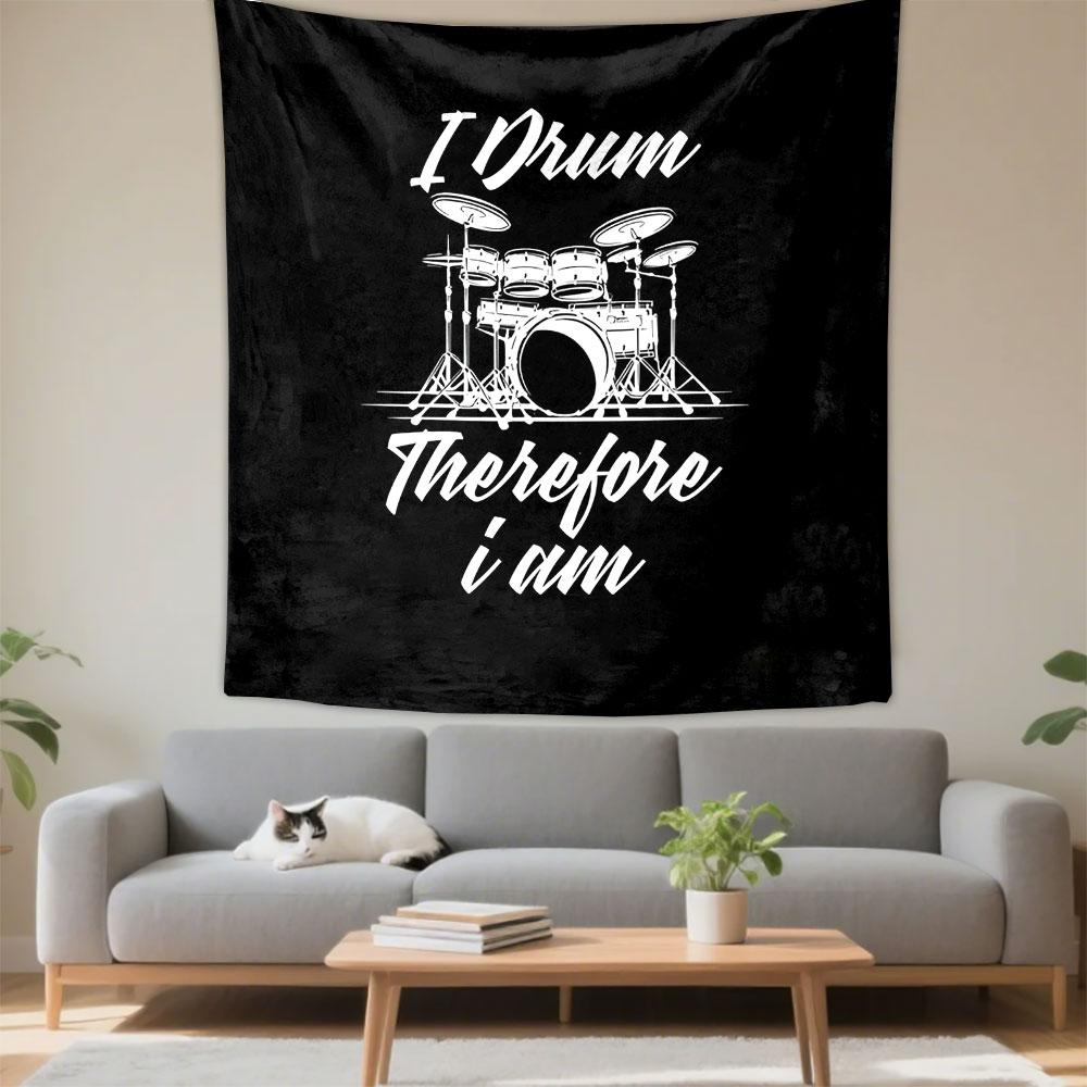 I Drum Therefore I Am Tapestry Design Patterned Tapestry Decorative Wall Hanging, Home Bedroom Living Room Decor