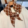 1Pc Acrylic Cashmere-like Multi-functional Diamond Shaped Leisure Scarf Versatile Plaid Pattern Solid Color Shawl