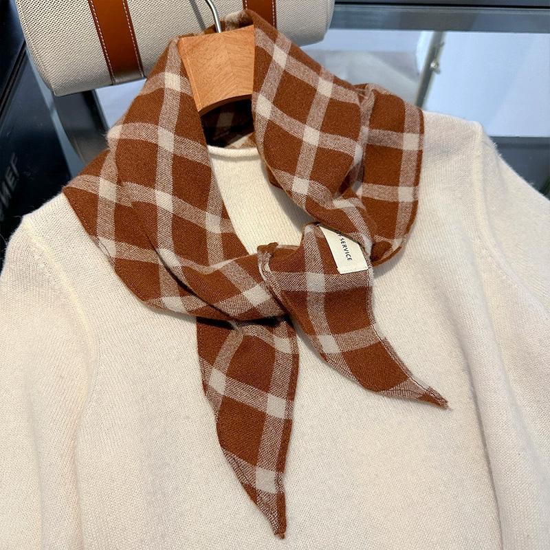 1Pc Plaid Pattern Multi-functional Acrylic Cashmere-like Versatile Solid Color Leisure Shawl Scarf Diamond Shaped