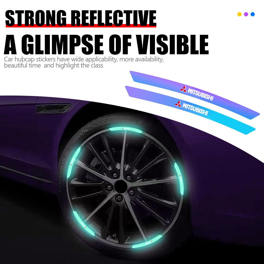 10/20Pcs Car Wheel Reflective-Stickers Tire Warning-Stickers For Mitsubishi 9 Ralliart EX ASX L200 Colt Outlander Pajero Lancer