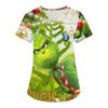 Women's Christmas Printing Uniform Work Uniform V-Neck Pocket Protective Work Uniform