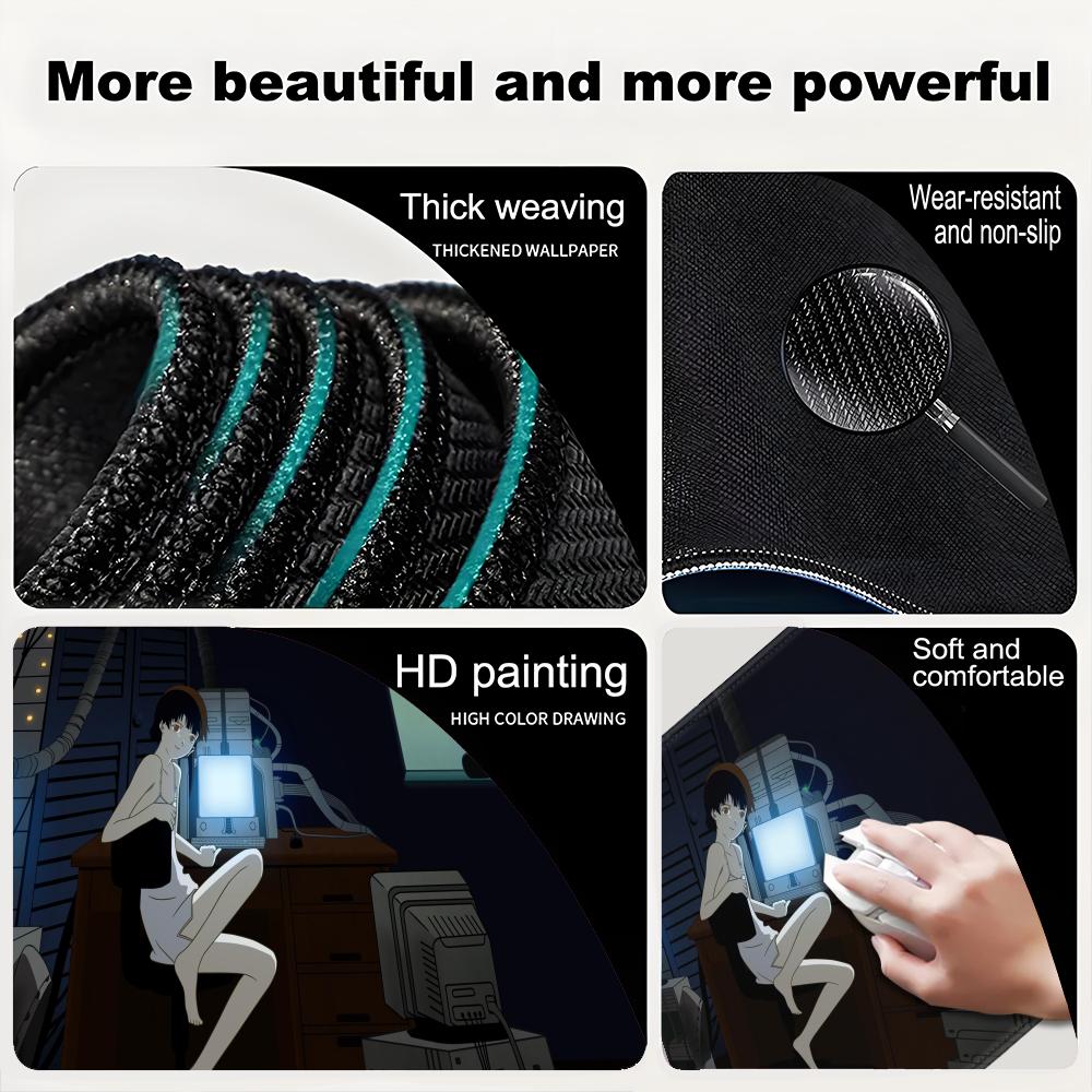 Serial Experiments Lain Writing Mouse Pad Desk 800X400mm Cute HD Extended Gaming Keyboard Mats Large XXL Mousepad 90x40