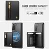 For Samsung Galaxy S21+ 5G Case JEEHOOD J12 Magnetic Detachable Zipper Wallet Kickstand Leather Back Cover Magnetic Case