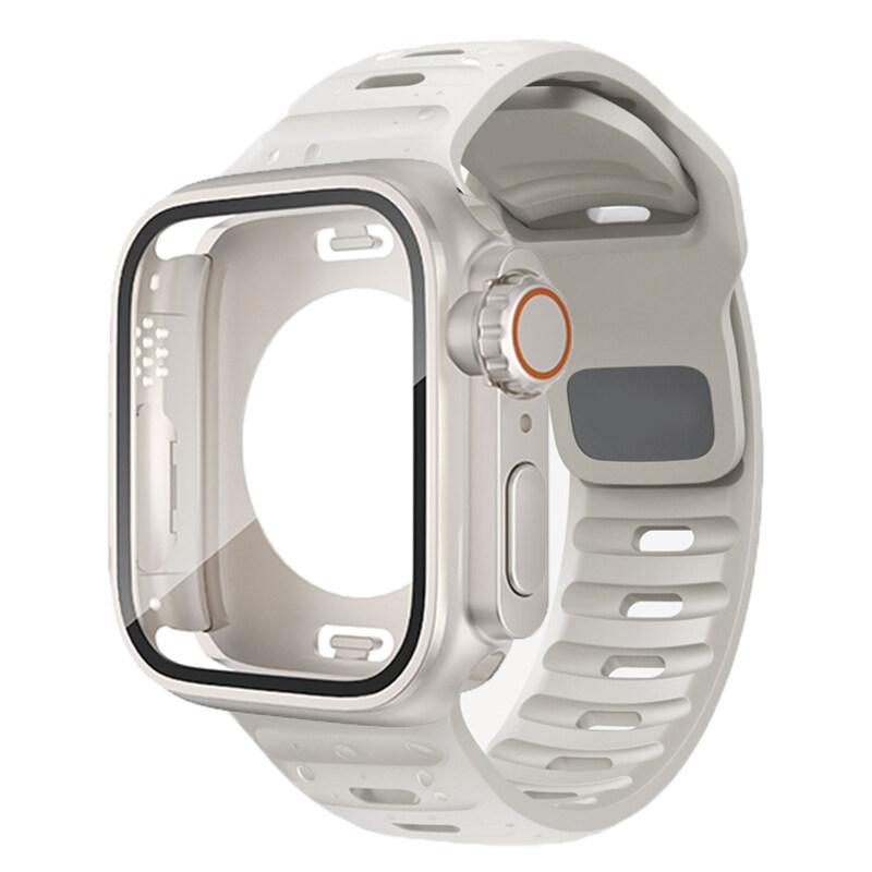 Водонепроницаемый чехол 360 + силиконовый ремешок для Apple Watch 9 8 7 Обновление внешнего вида ремешка Ультра 49 мм Iwatch Серии 8 7 6 SE 5 4 3 2 1