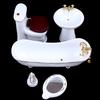 5Pcs 1:12 Dollhouse Miniature Porcelain Bathroom Set Toilet Basin Bathtub Mirror