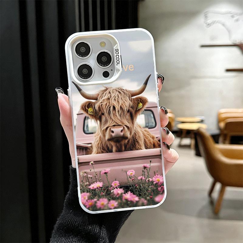 Милый Хайлендский бык Ударопрочный чехол для телефона для iPhone 17 Air 16 16E 15 Pro Max 14 Plus 13 Mini 12 Задняя крышка Противоударный Fundas