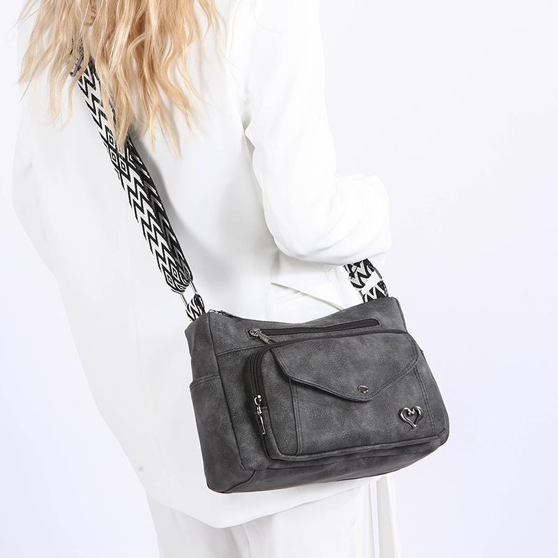 Винтажная мягкая кожаная сумка женская большая вместительная многосекционная сумка для мам через плечо