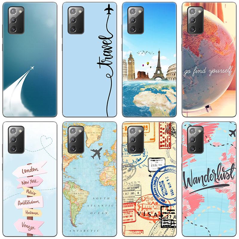 Забавный чехол для телефона с картой путешествий для Samsung Galaxy S20 S21 FE S10 Lite Note 20 10 Lite S8 S9 S10E S10 Plus, ультра черный мягкий чехол