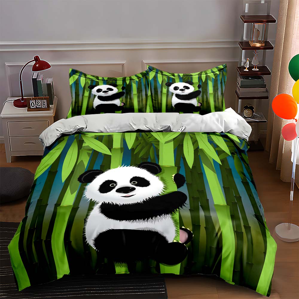 Panda bamboo design. Bedding Duvet cover sets Duvet covers Pillowcases gifts (1 * Duvet Cover 2 * Pillowcases, without duvet insert)