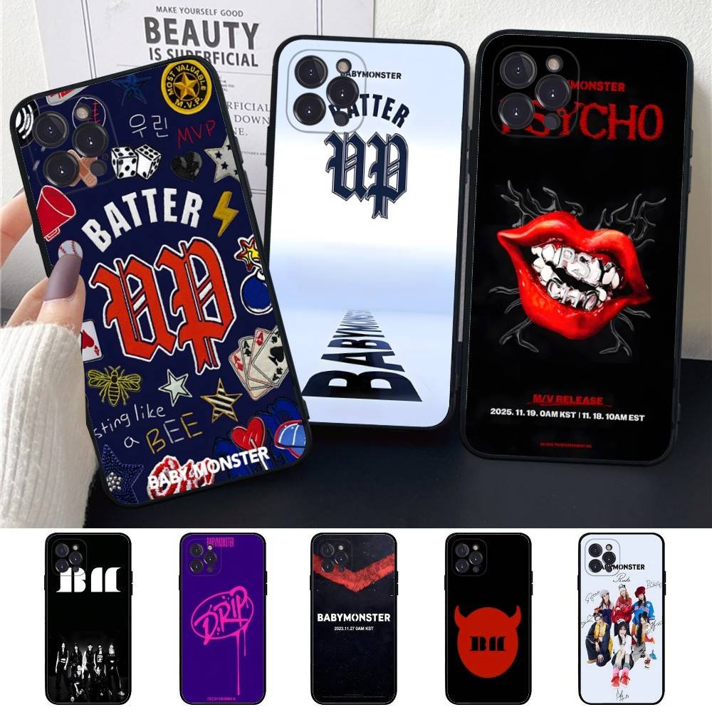 B-Baby M-Monster K-Kpop Shockproof Silicone Clear Case for iPhone 17 16 15 14 13 12 11 Mini Pro Max Plus Cover