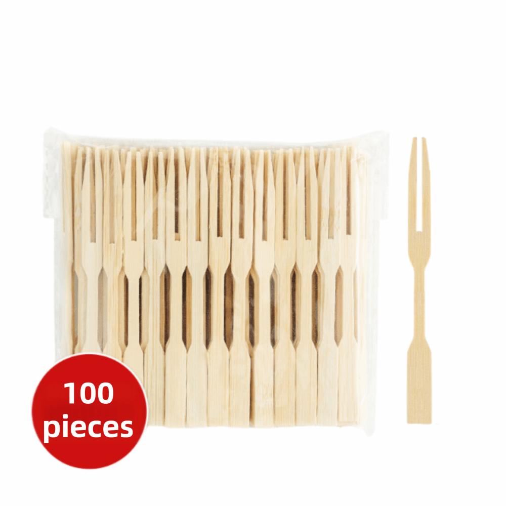 100Pcs Mini Size Fruit Forks Bamboo Restaurant Tableware Sandwiches Appetizer Forks Household Use