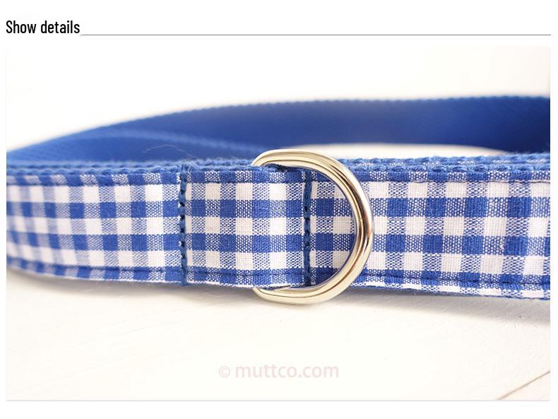 Синий клетчатый набор ошейника и поводка для собаки с инновационным дизайном