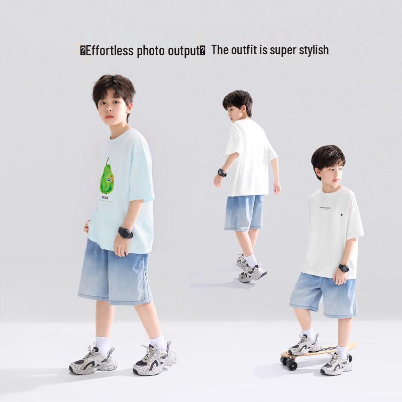 Boy's Washed Gradient Cool-Feel Denim Shorts