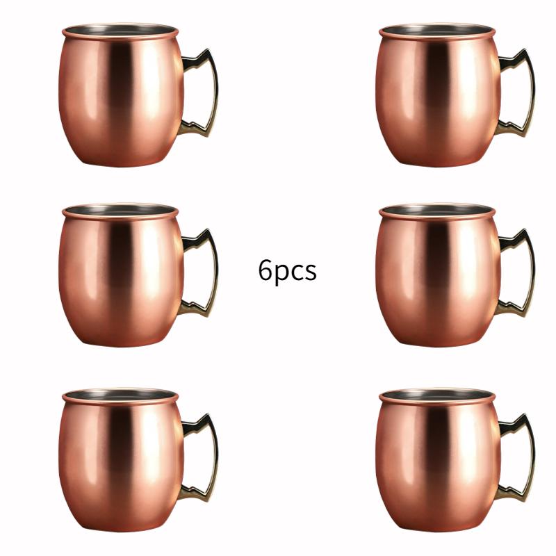 6 шт./набор 60 мл Мини-кружки Кружка Moscow Mule С Деревянной Подставкой Коктейльные Чашки Нержавеющая Сталь Чеканка С Медным Покрытием Пивная Винная Кружка