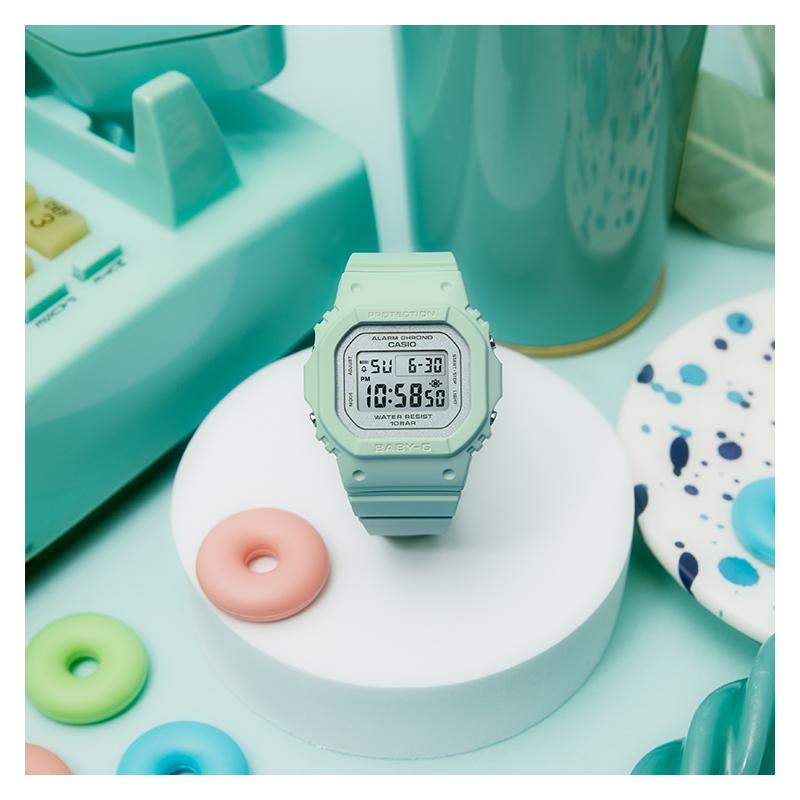 Casio BABY-G Серия BGD-565 Весна-Лето Макаронные Цвета Электронный Механизм Ремешок из Смолы Японские и Корейские Часы Унисекс Стиль Серый BGD-565SC-3PR