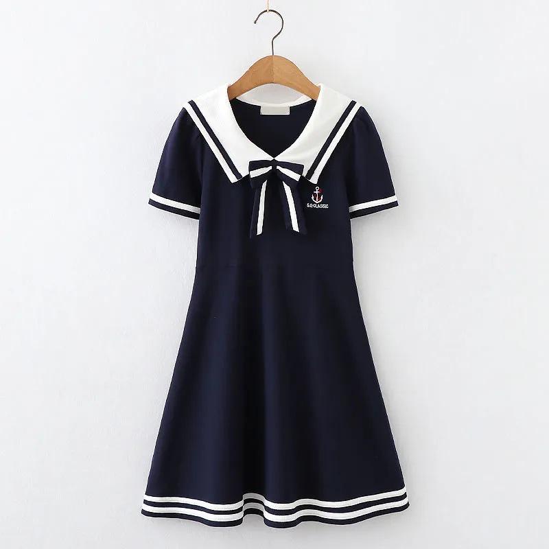 «Летнее платье принцессы в стиле колледжа темно-синего цвета для девочек 12 лет»