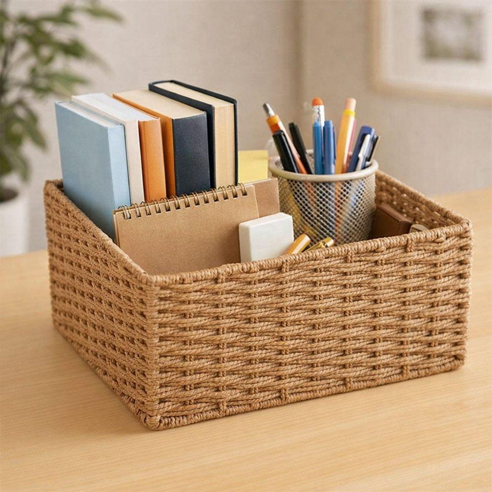 Reusable Woven Storage Basket Handmade Clothing Storage Basket Portable Snack Sundries Organizer