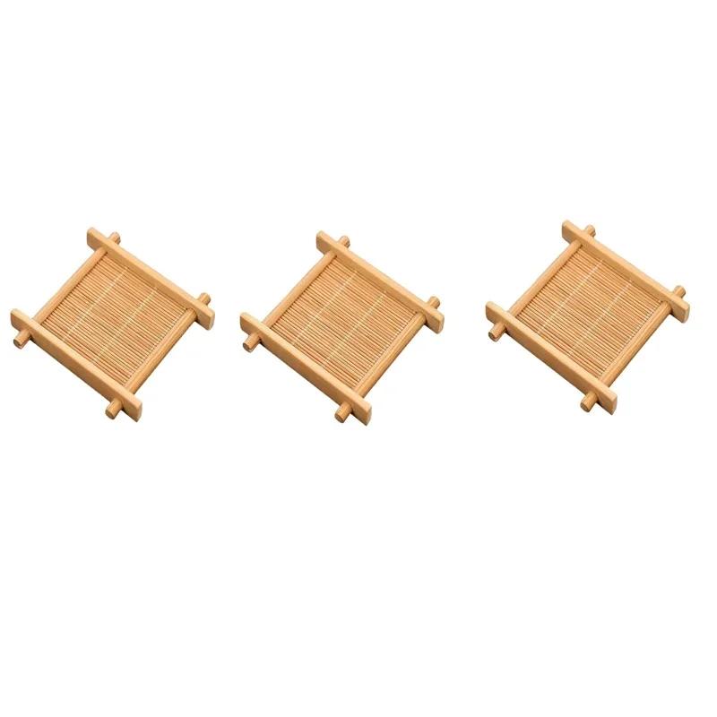 3/6/9 шт. бамбуковые карбонизированные подставки под чашки для чая квадратные подставки под чай обеденный стол изоляторы салфетки для столовых приборов аксессуары для чая кунг-фу