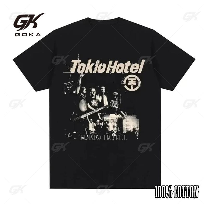Rock Band Tokyo Hotel Футболка с принтом монограммы Летняя уличная повседневная короткая футболка Одежда Футболка Мужская Женская Крутая Мода
