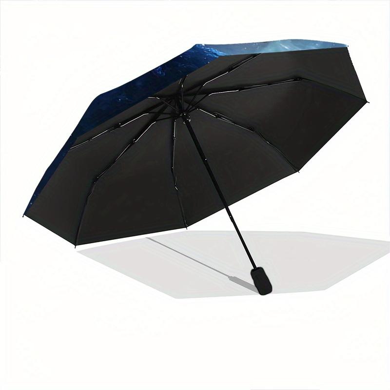 1pc Blue Cosmic Dragon Pattern Automatic Umbrella is Fashionable and Good-Looking, Suitable for Travel and Daily Use.R044