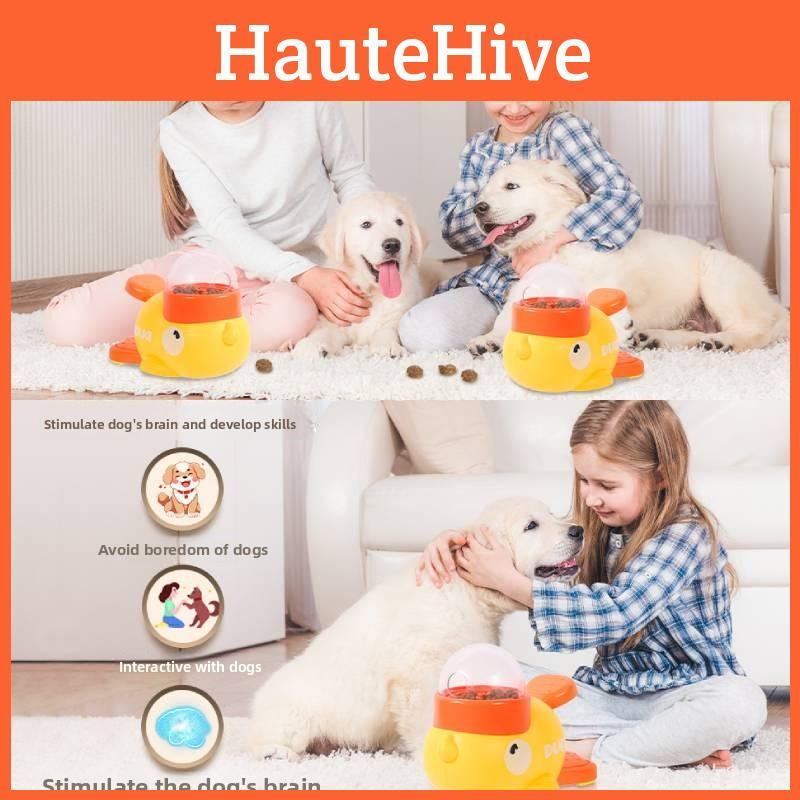 Small Yellow Duck Pet Interactive Toy Feeder For Cats And Dogs
