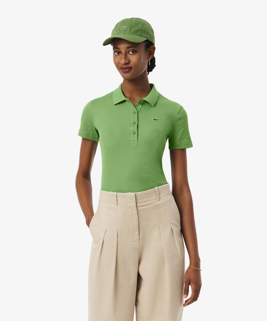 LACOSTE Женская облегающая футболка-поло в рубчик Df5377-56G Npa