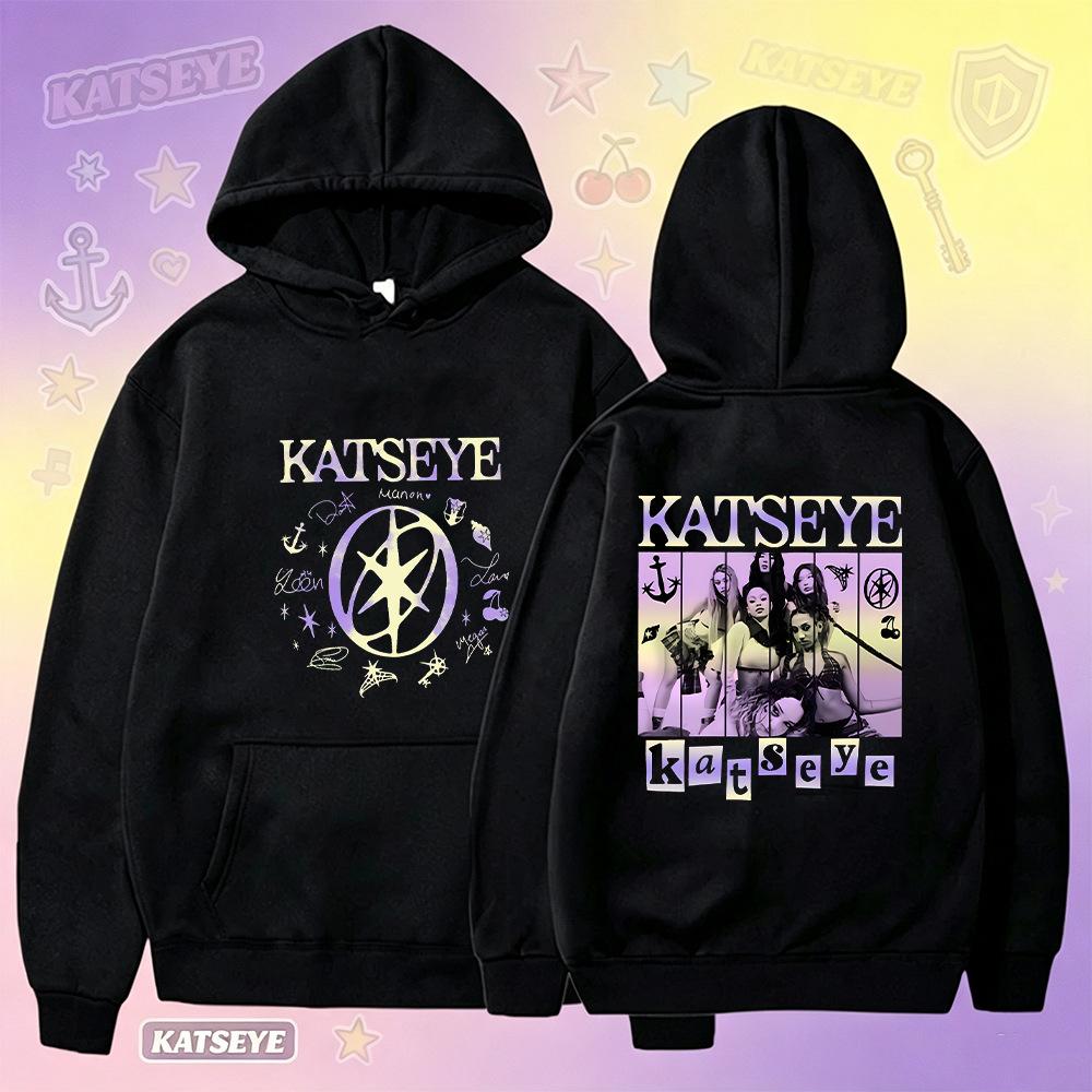 KATSEYE Printed Long Sleeve Hoodie Men Women Casual Pullover Fleece Sweatshirt Trendy Streetwear Top 60810-3